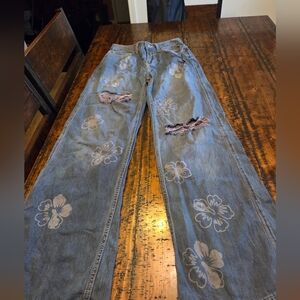 Floral Patterned Women's Jeans